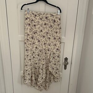 Veronica Beard Cream Floral A-Line Skirt